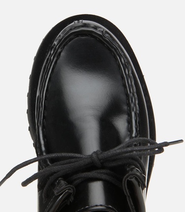  Kadın Siyah Dikiş Burunlu Kalın Tabanlı Günlük Loafer