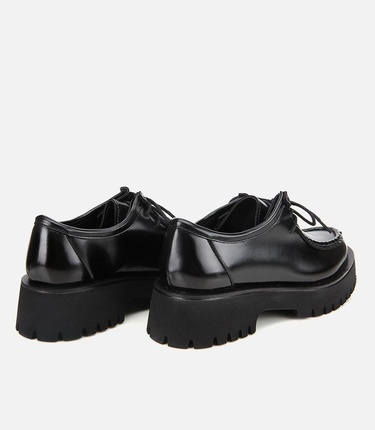  Kadın Siyah Dikiş Burunlu Kalın Tabanlı Günlük Loafer