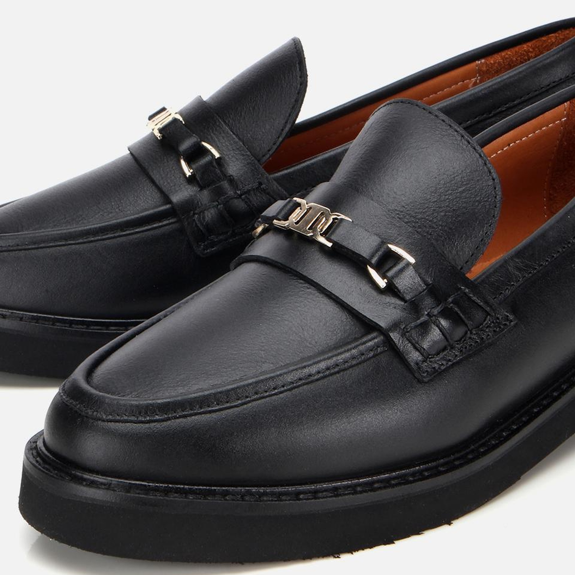 Kadın Deri Siyah Tokalı Klasik Loafer