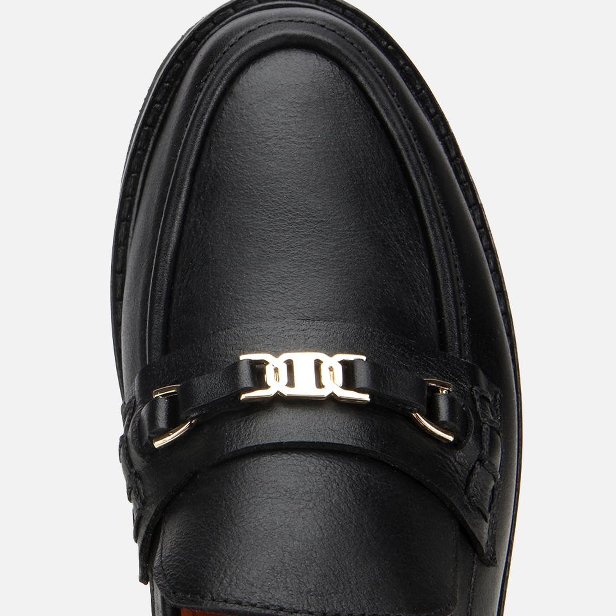 Kadın Deri Siyah Tokalı Klasik Loafer