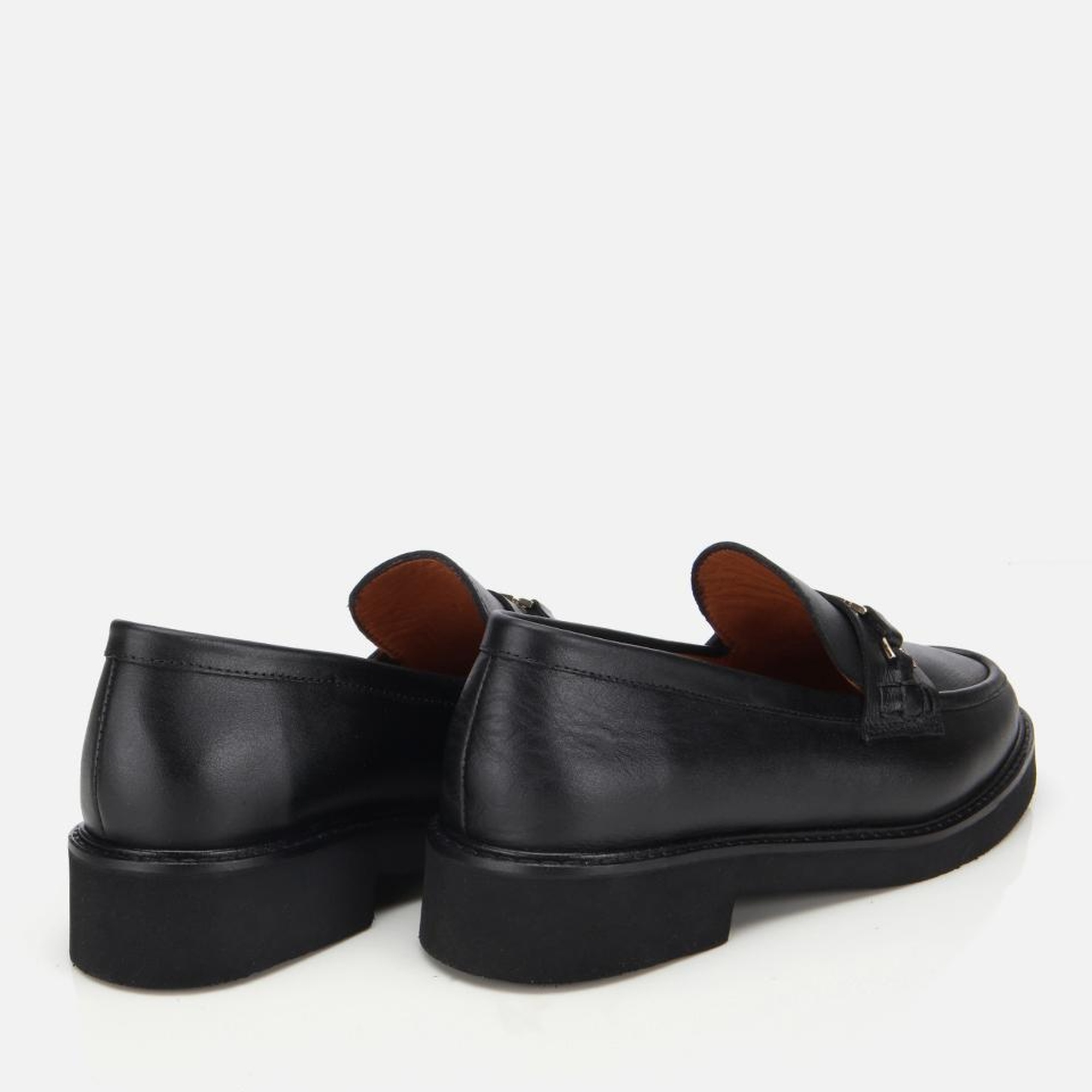 Kadın Deri Siyah Tokalı Klasik Loafer