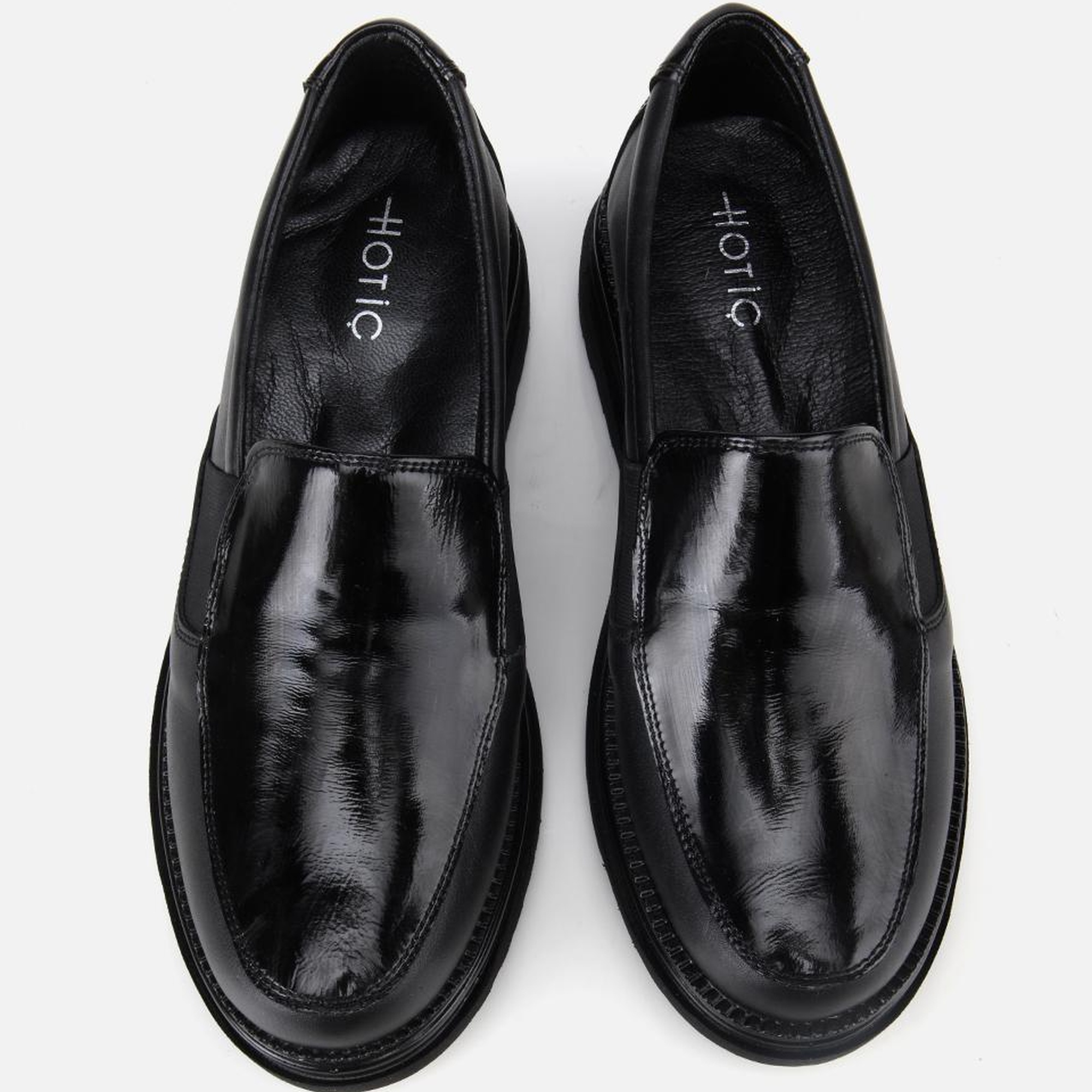 Kadın Deri Siyah Lastik Detaylı Dolgu Topuklu Günlük Loafer