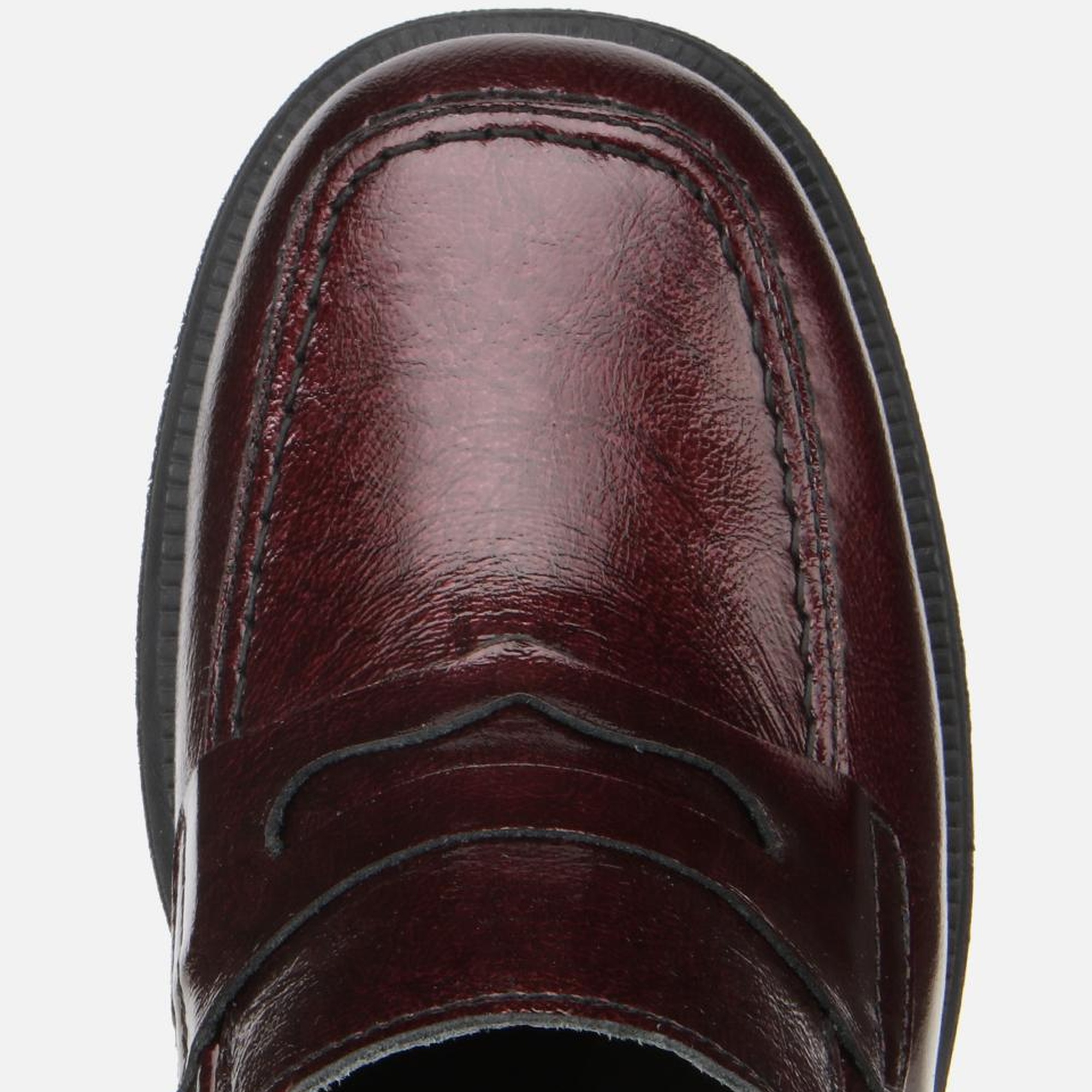 Kadın Rugan Deri Bordo Topuklu Klasik Loafer