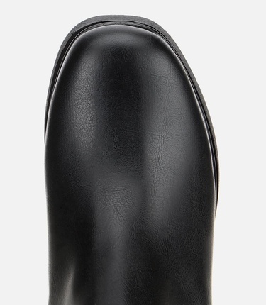  Kadın Siyah Lastik Detaylı Kalın Topuklu Bot