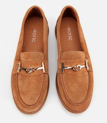  Kadın Süet Deri Taba Yumuşak Tabanlı Comfort Günlük Loafer