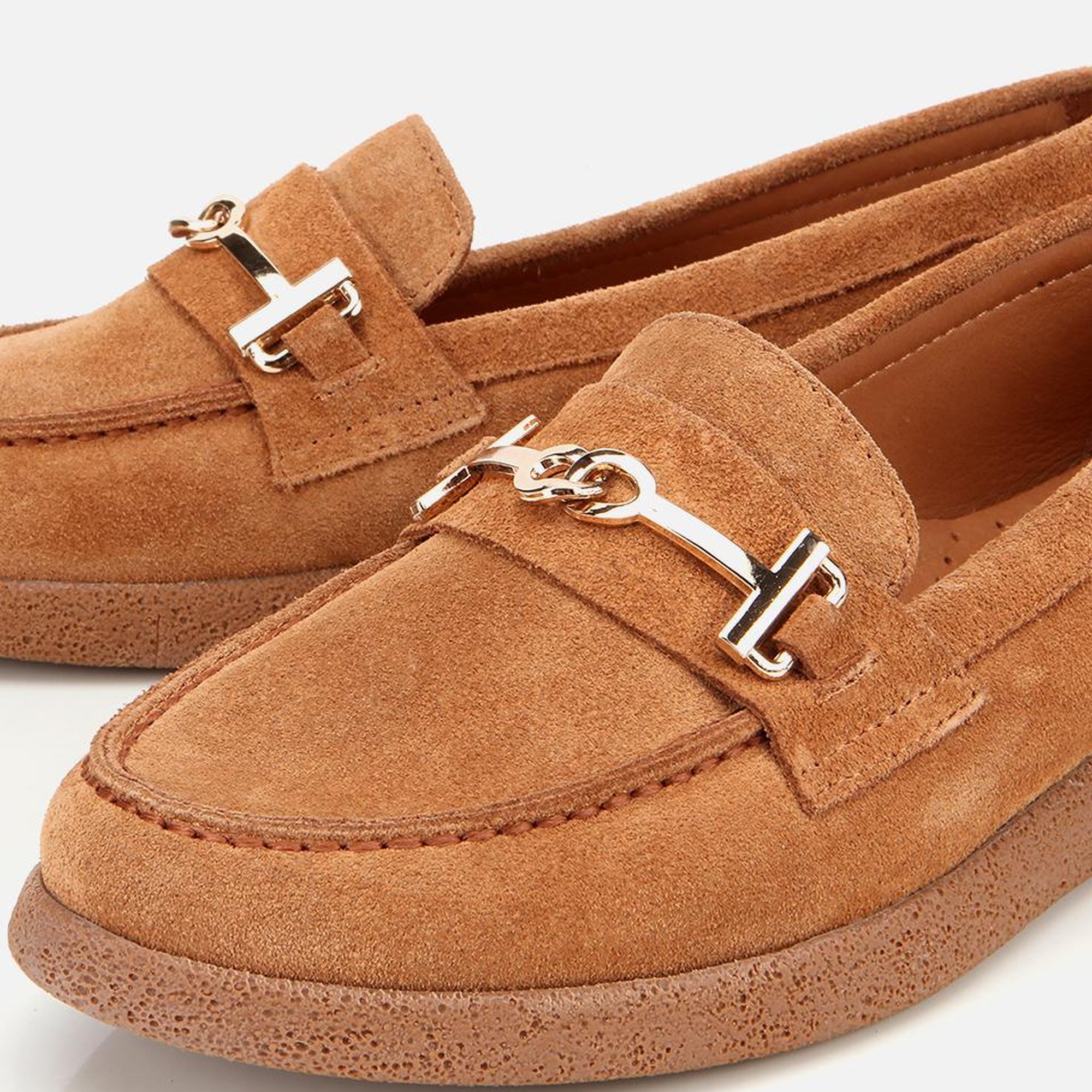 Kadın Süet Deri Taba Yumuşak Tabanlı Comfort Günlük Loafer