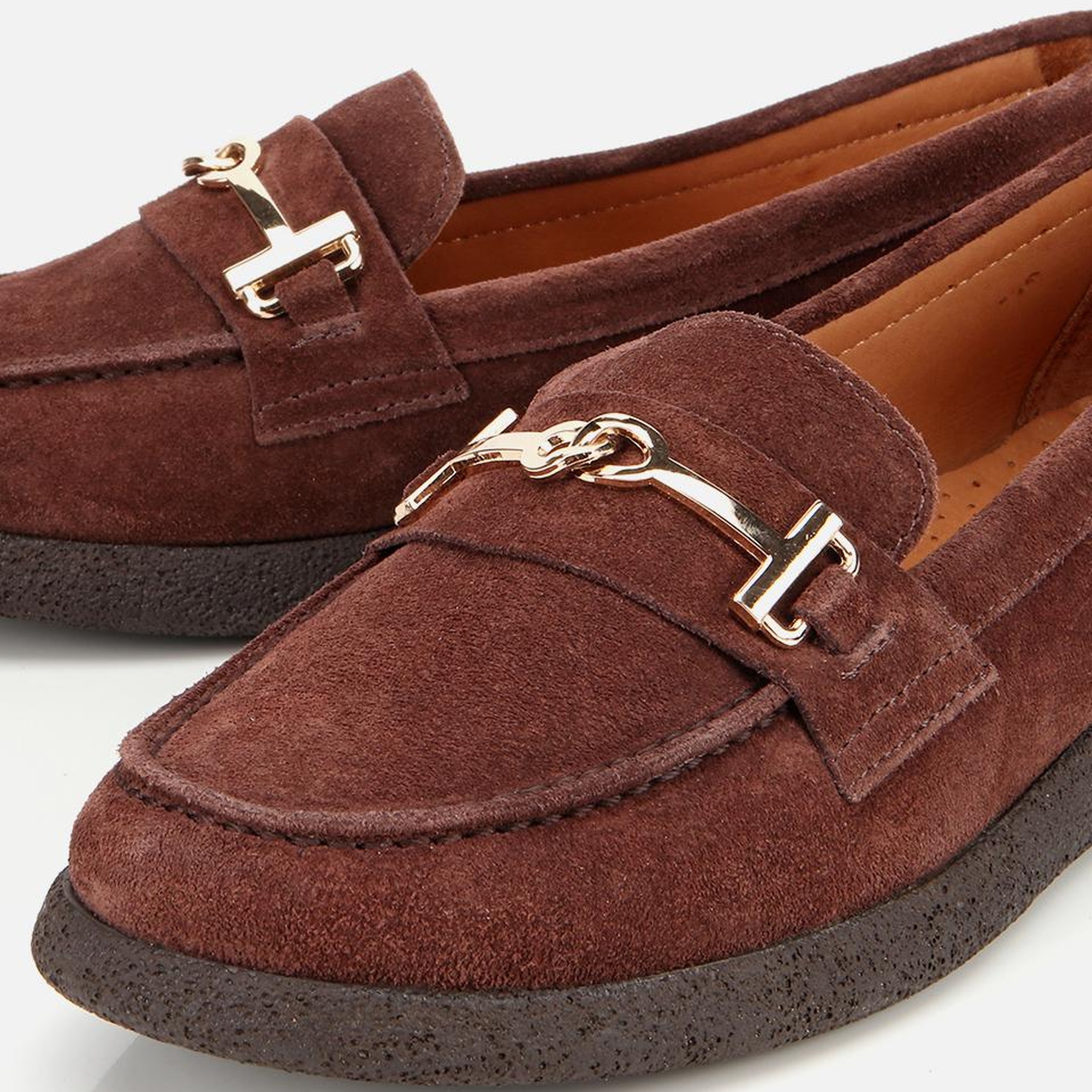 Kadın Süet Deri Kahverengi Yumuşak Tabanlı Comfort Günlük Loafer