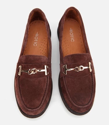  Kadın Süet Deri Kahverengi Yumuşak Tabanlı Comfort Günlük Loafer