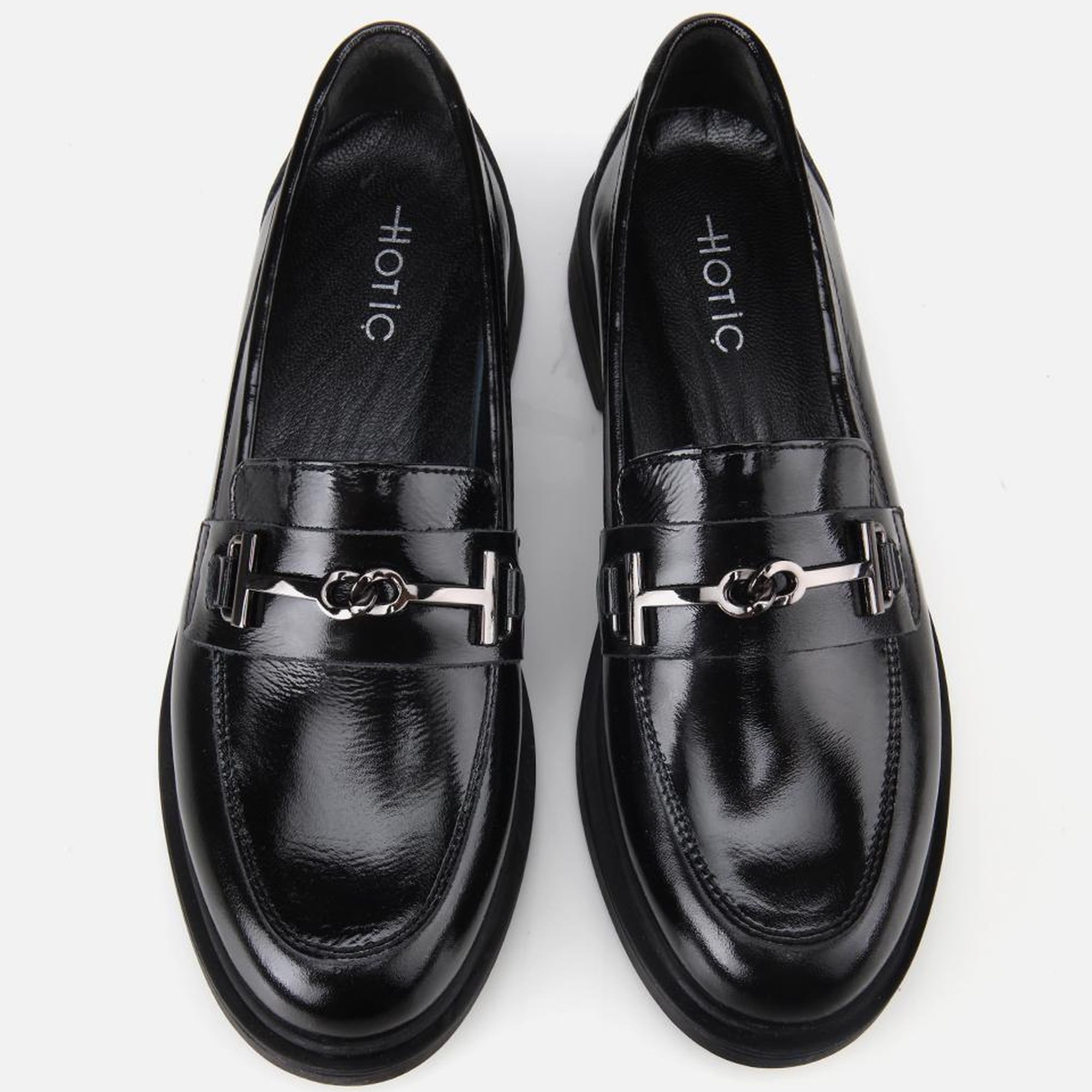 Kadın Deri Siyah Tokalı Klasik Loafer