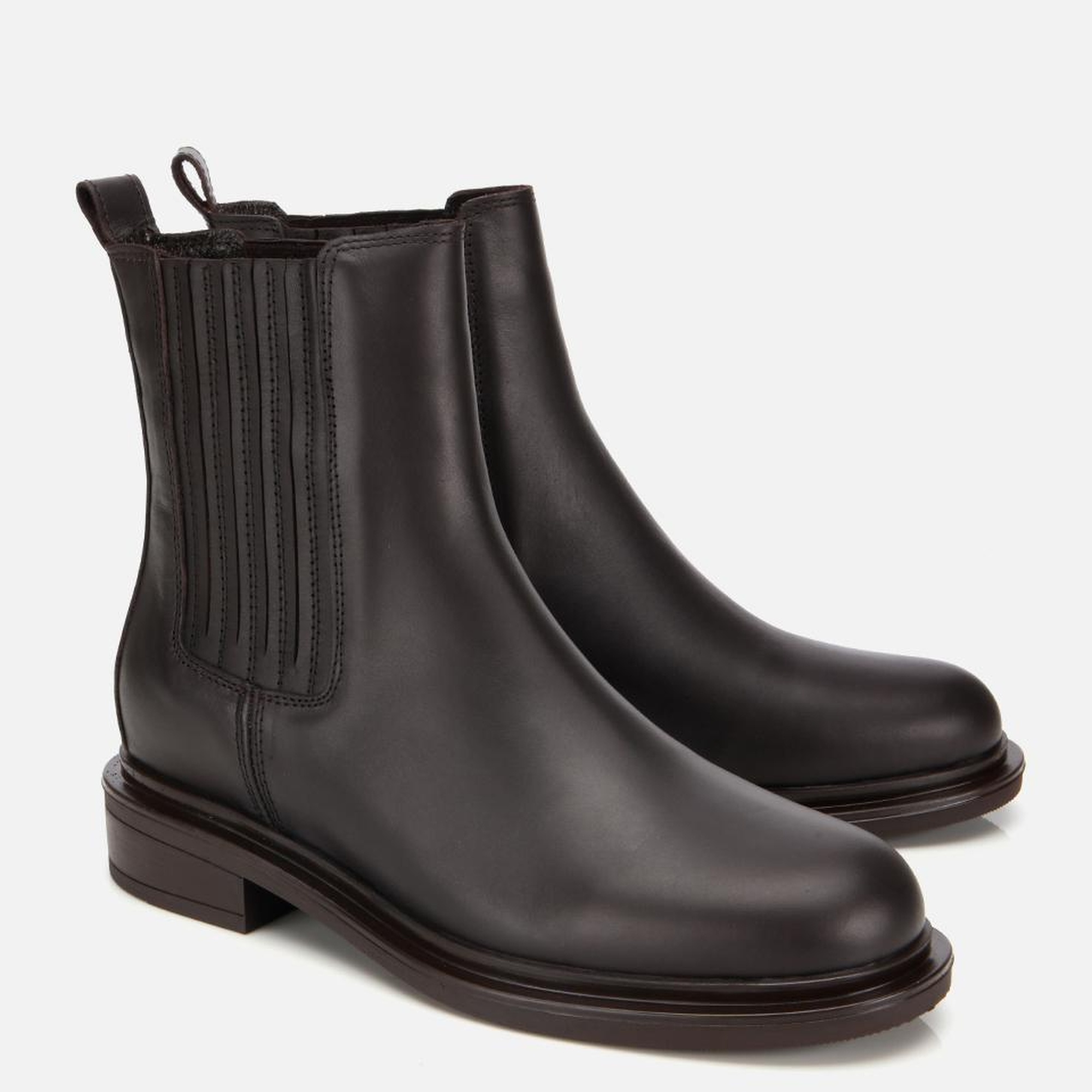 Kadın Deri Kahverengi Lastik Detaylı Bilekte Düz Bot