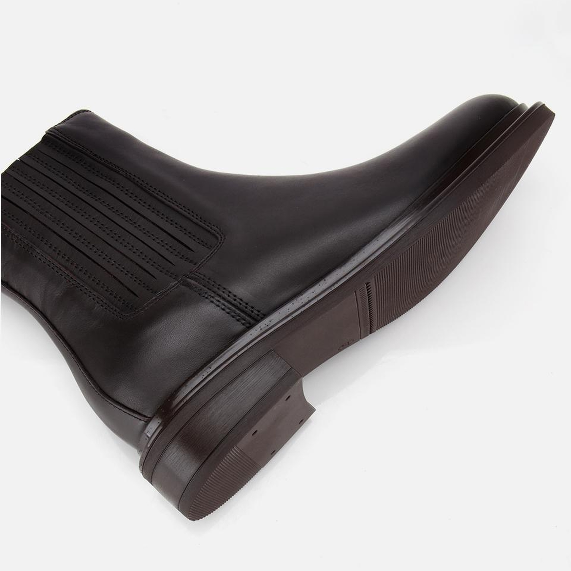 Kadın Deri Kahverengi Lastik Detaylı Bilekte Düz Bot