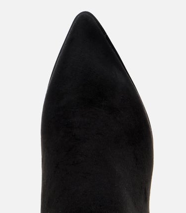  Kadın Süet Siyah Taşlı Tokalı Bilekte Topuklu Bot