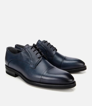  Erkek Deri Lacivert Bağcıklı Klasik Ayakkabı