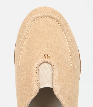  Kadın Süet Deri Bej Lastik Detaylı Günlük Loafer