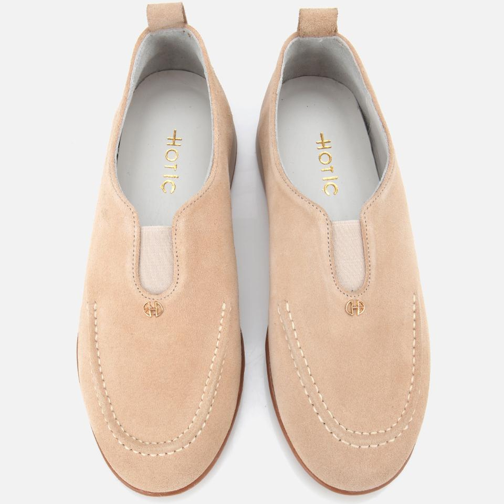 Kadın Süet Deri Bej Lastik Detaylı Günlük Loafer