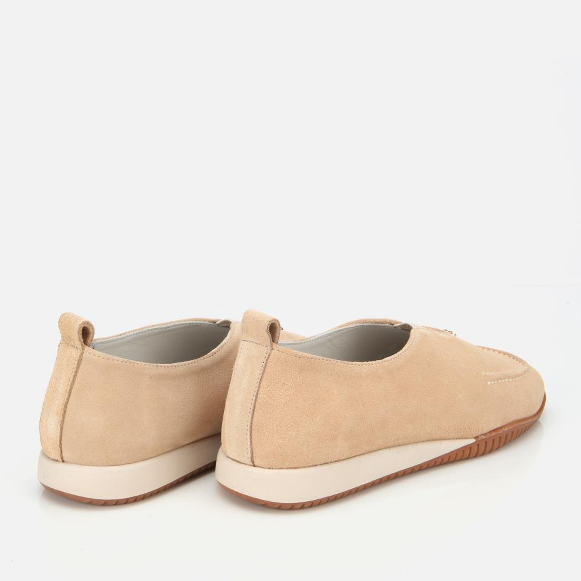 Kadın Süet Deri Bej Lastik Detaylı Günlük Loafer