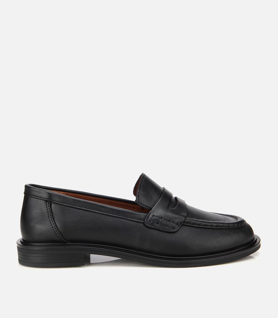  Kadın Deri Siyah Yumuşak Dokulu Klasik Loafer