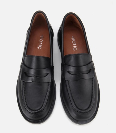  Kadın Deri Siyah Yumuşak Dokulu Klasik Loafer
