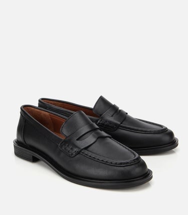  Kadın Deri Siyah Yumuşak Dokulu Klasik Loafer