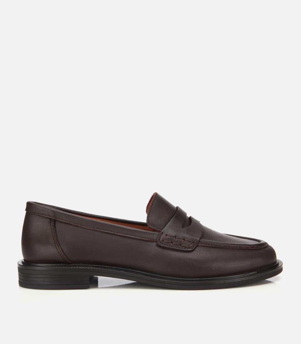  Kadın Deri Kahverengi Yumuşak Dokulu Klasik Loafer