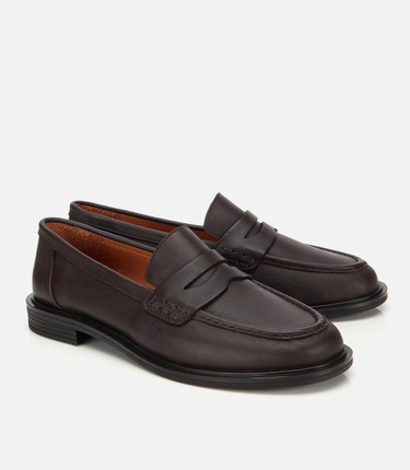  Kadın Deri Kahverengi Yumuşak Dokulu Klasik Loafer