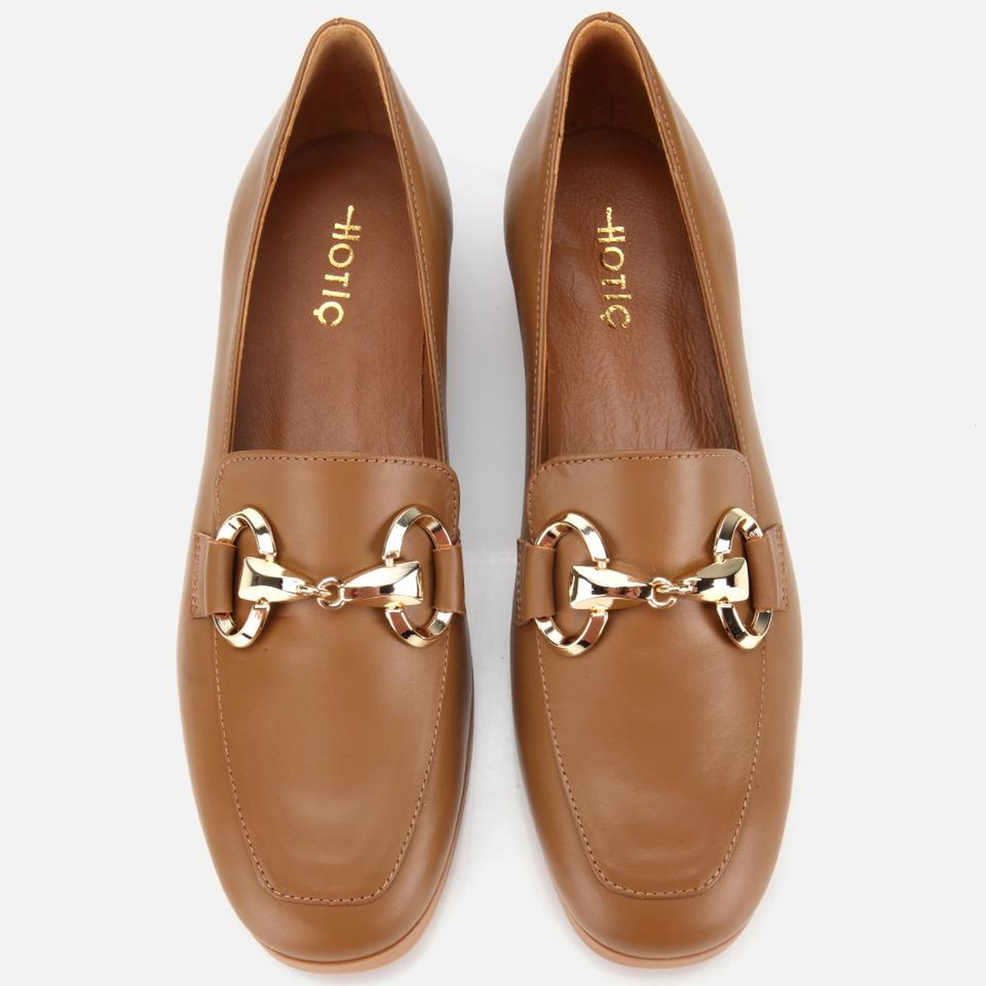 Kadın Deri Kahverengi Tokalı Klasik Loafer