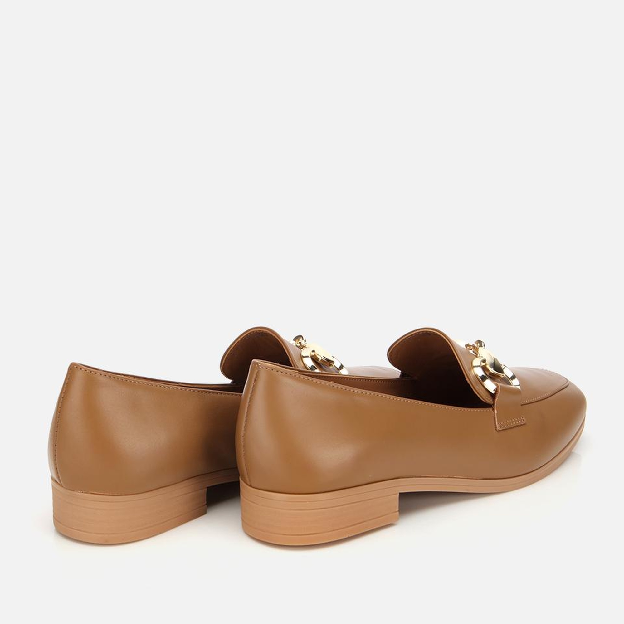 Kadın Deri Kahverengi Tokalı Klasik Loafer