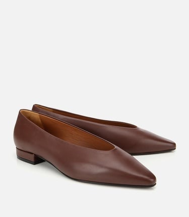  Kadın Deri Bordo Sivri Burunlu Babet