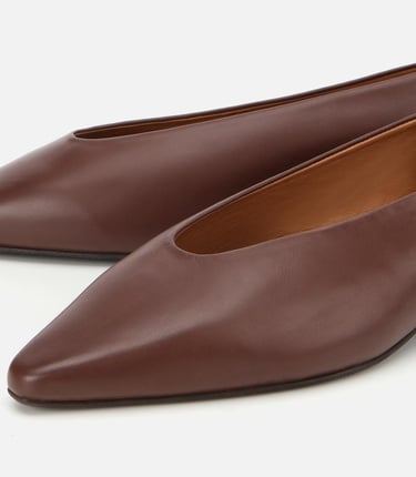  Kadın Deri Bordo Sivri Burunlu Babet