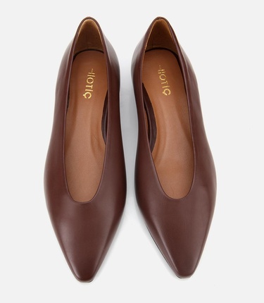  Kadın Deri Bordo Sivri Burunlu Babet