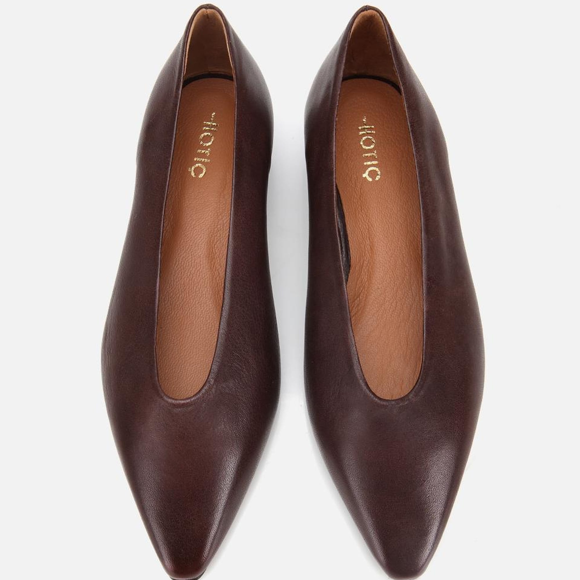 Kadın Deri Acı Kahverengi Sivri Burunlu Babet