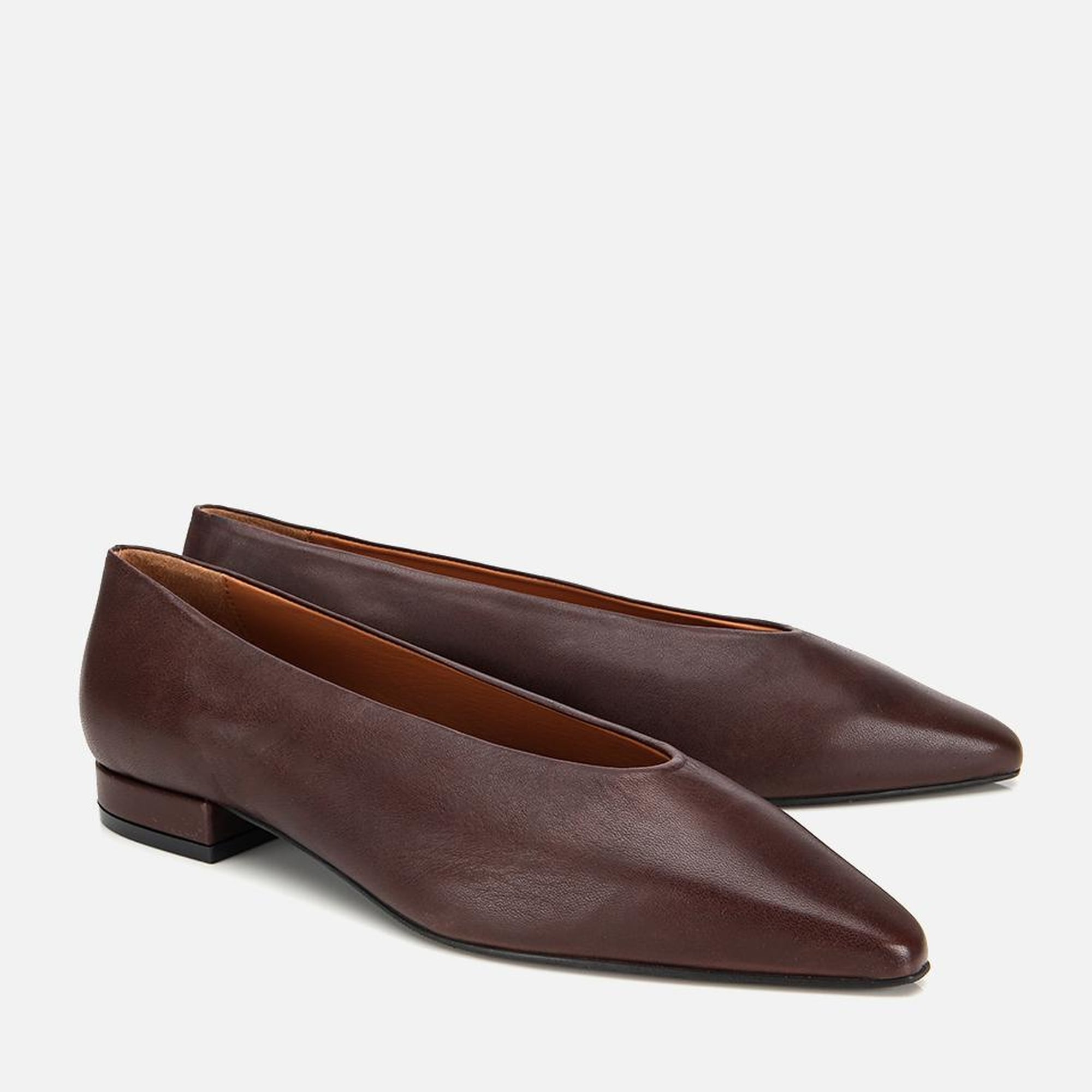 Kadın Deri Acı Kahverengi Sivri Burunlu Babet