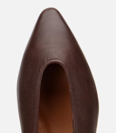  Kadın Deri Acı Kahverengi Sivri Burunlu Babet