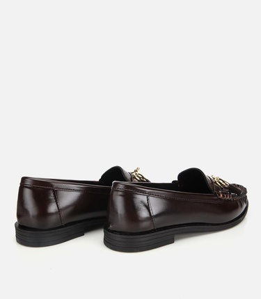  Kadın Rugan Kahverengi Püsküllü Klasik Loafer