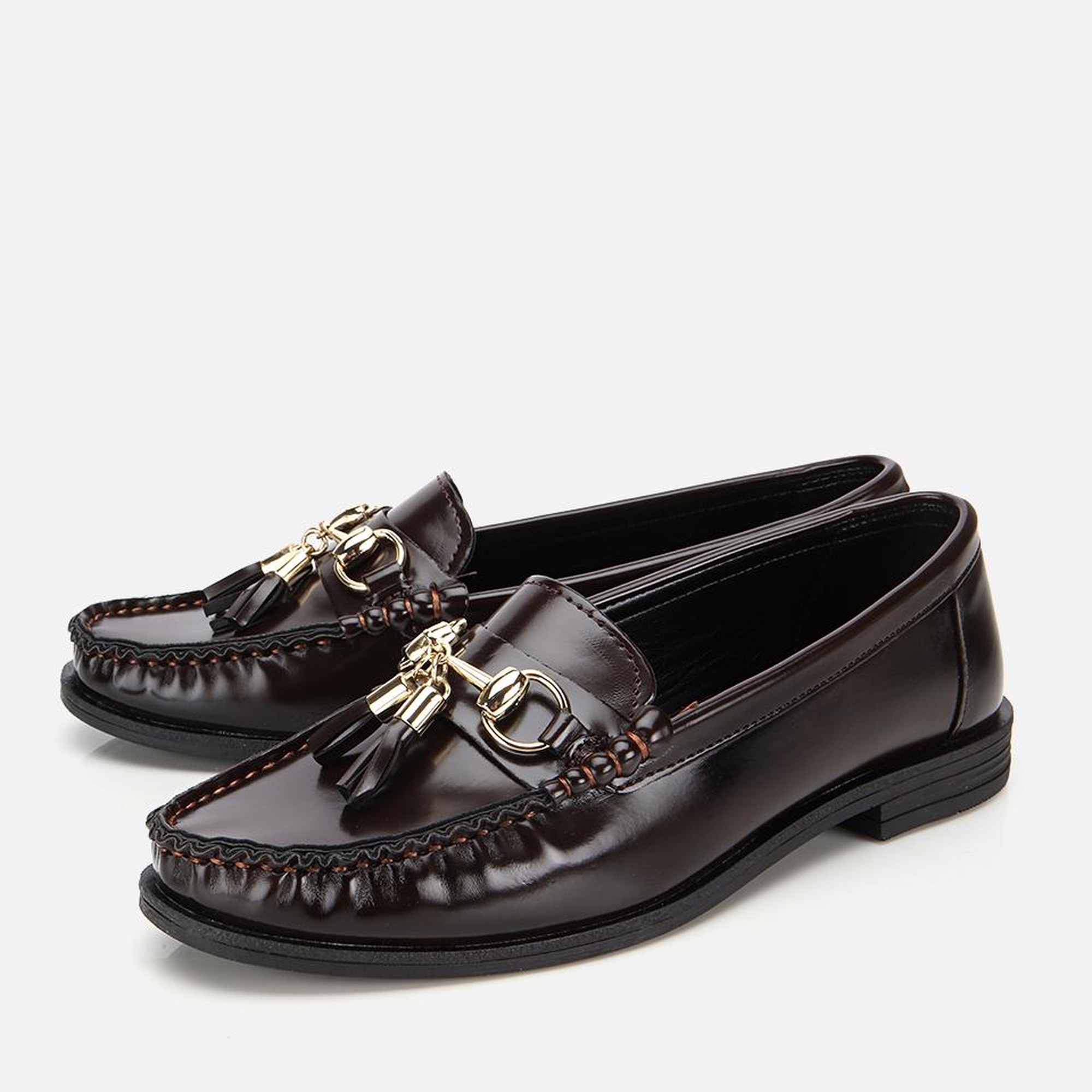 Kadın Rugan Kahverengi Püsküllü Klasik Loafer