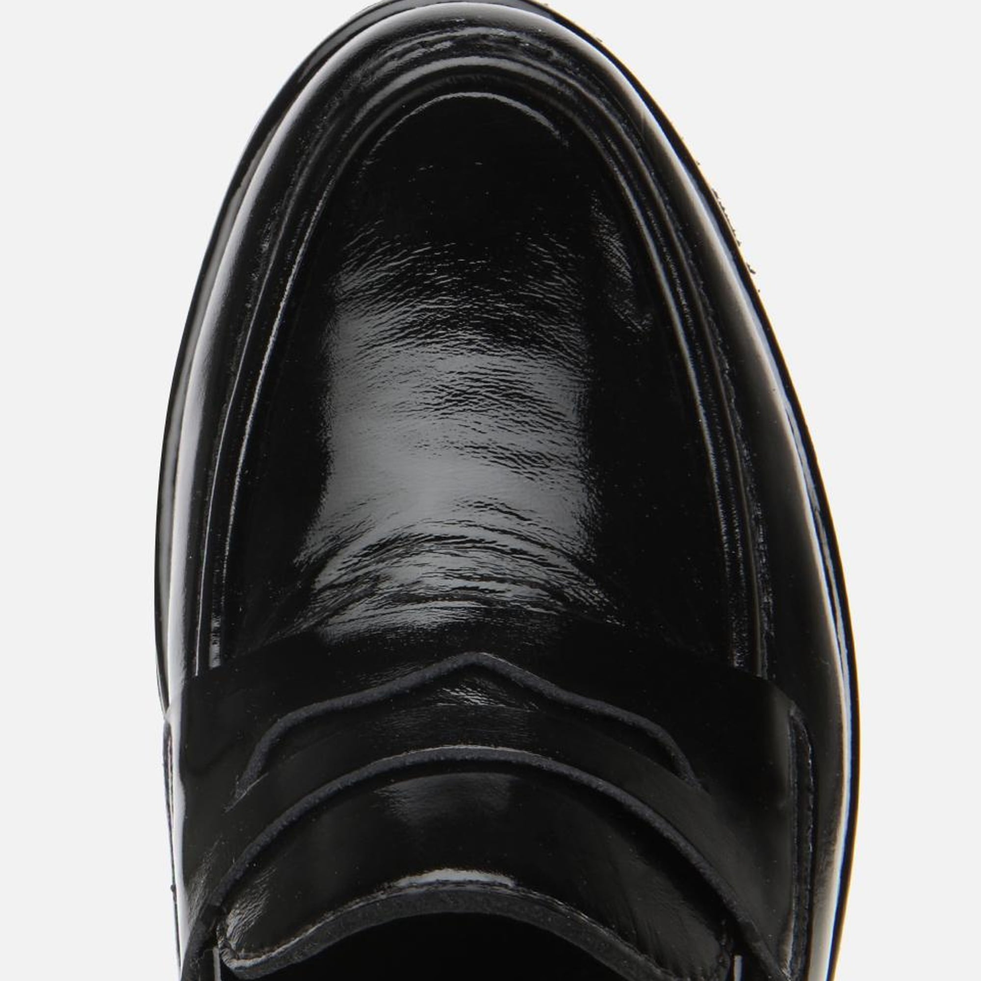 Kadın Rugan Deri Siyah Dolgu topuklu Günlük Loafer