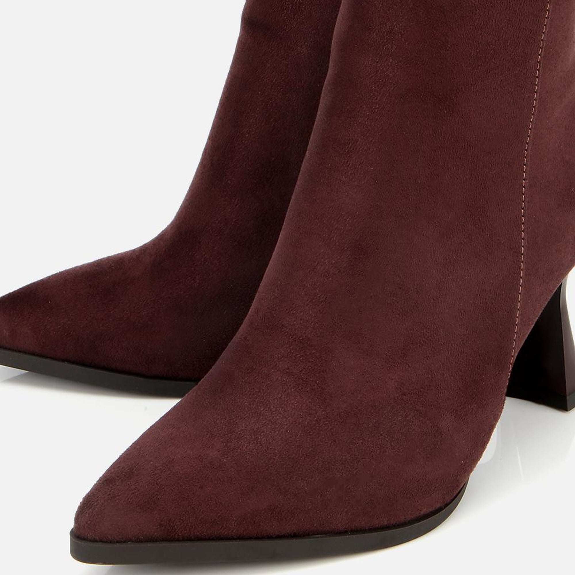 Kadın Süet Kahverengi Taşlı Tokalı Bilekte Topuklu Bot