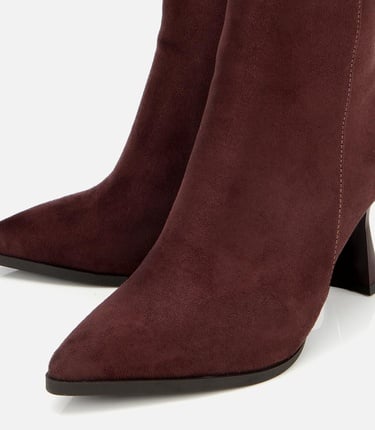  Kadın Süet Kahverengi Taşlı Tokalı Bilekte Topuklu Bot