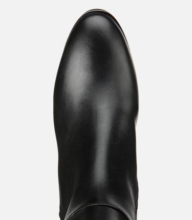  Kadın Deri Siyah Tokalı Topuklu Çizme