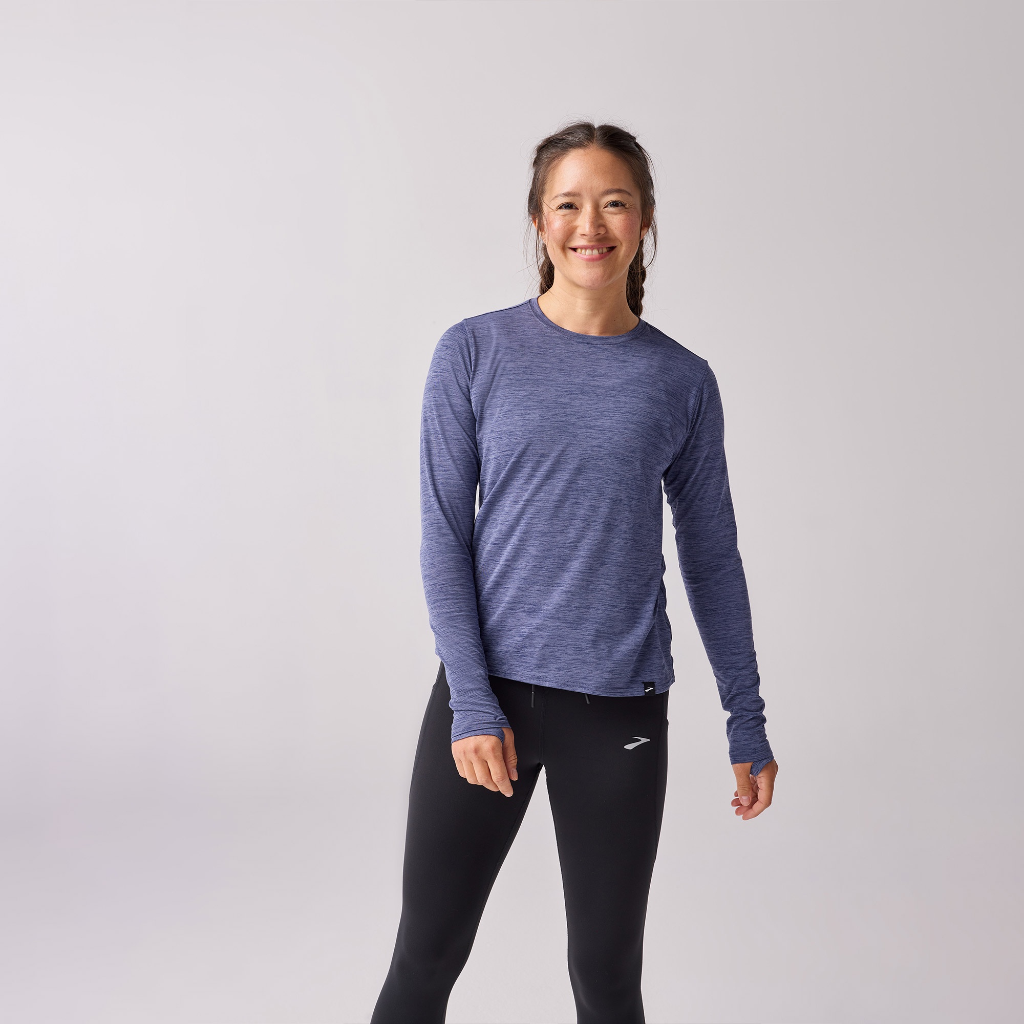 Brooks Luxe Long Sleeve Kadın Mavi Koşu Sweatshirt