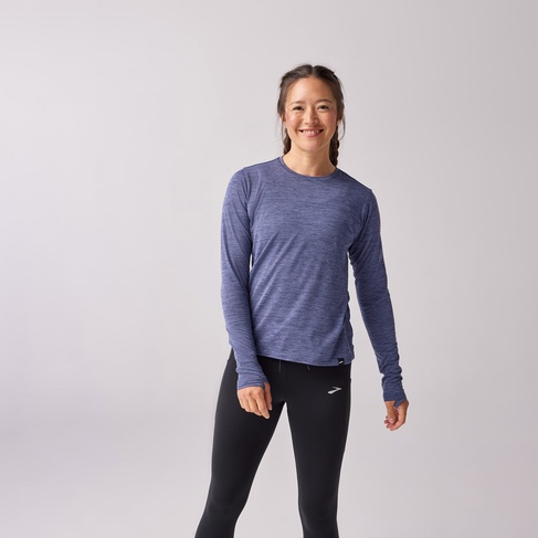  Brooks Luxe Long Sleeve Kadın Mavi Koşu Sweatshirt