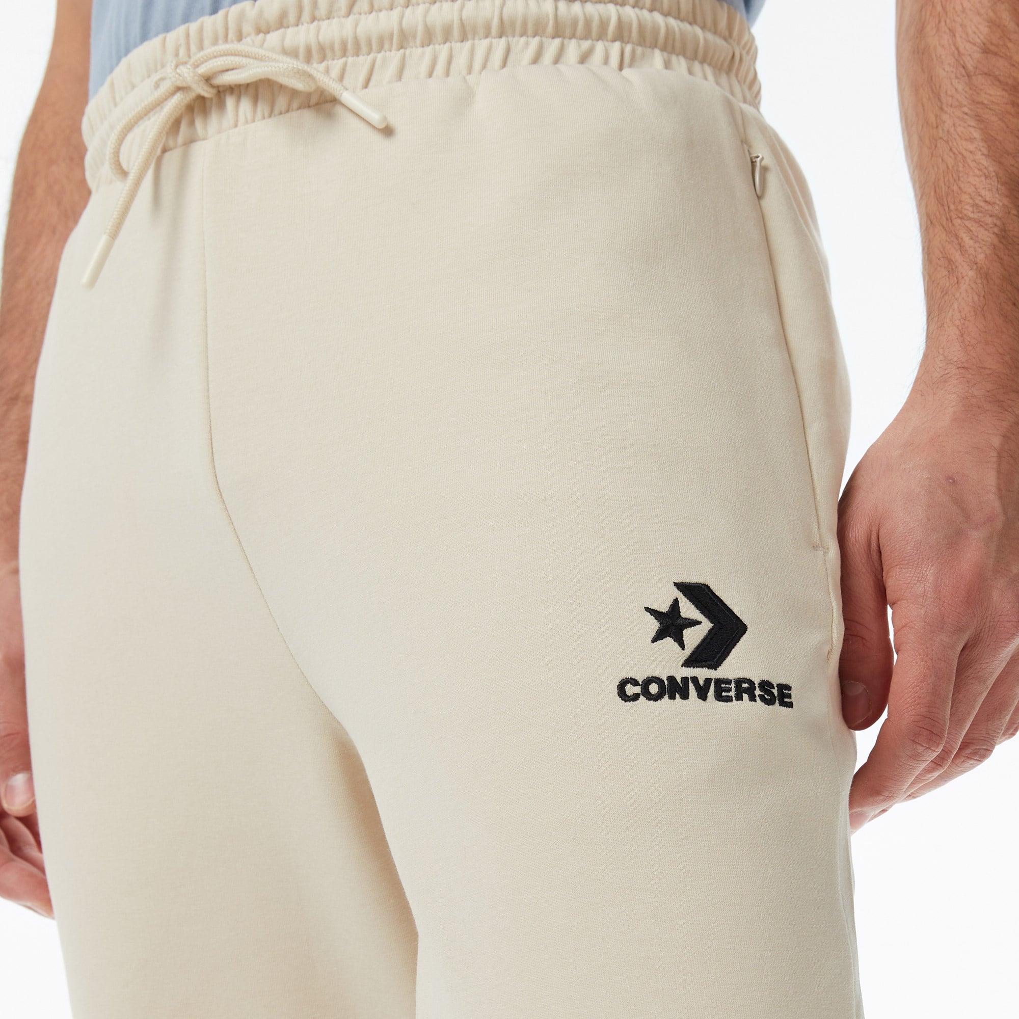 Converse Star Chevron Baskılı Erkek Oversize Fit Bej Eşofman Altı