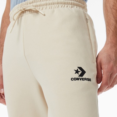  Converse Star Chevron Baskılı Erkek Oversize Fit Bej Eşofman Altı