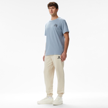  Converse Star Chevron Baskılı Erkek Oversize Fit Bej Eşofman Altı