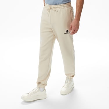  Converse Star Chevron Baskılı Erkek Oversize Fit Bej Eşofman Altı