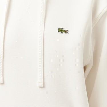 Lacoste Kadın Relaxed Fit Kapüşonlu Beyaz Sweatshirt