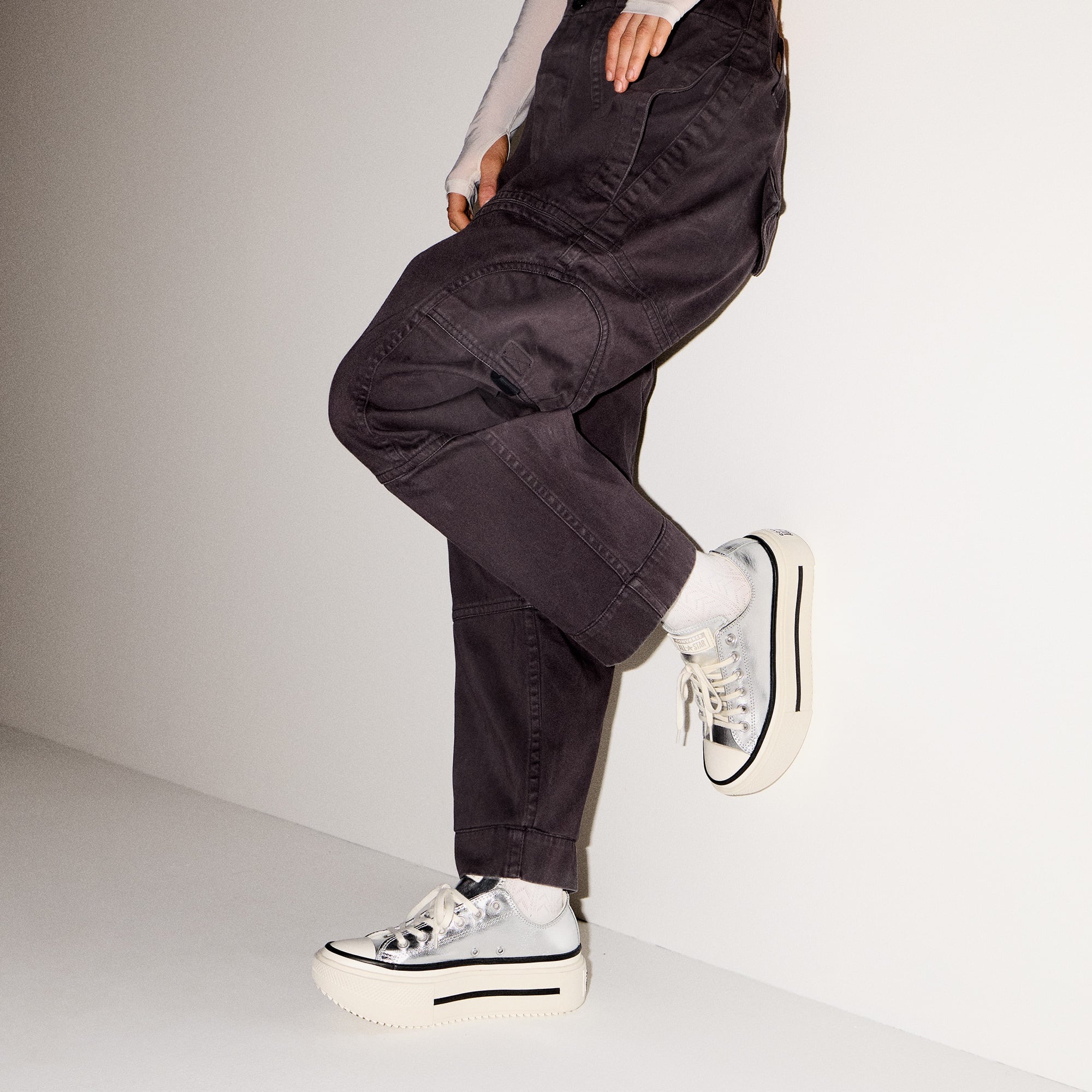 Converse Chuck Taylor All Star Lift Double Stack Unisex Gri Sneaker