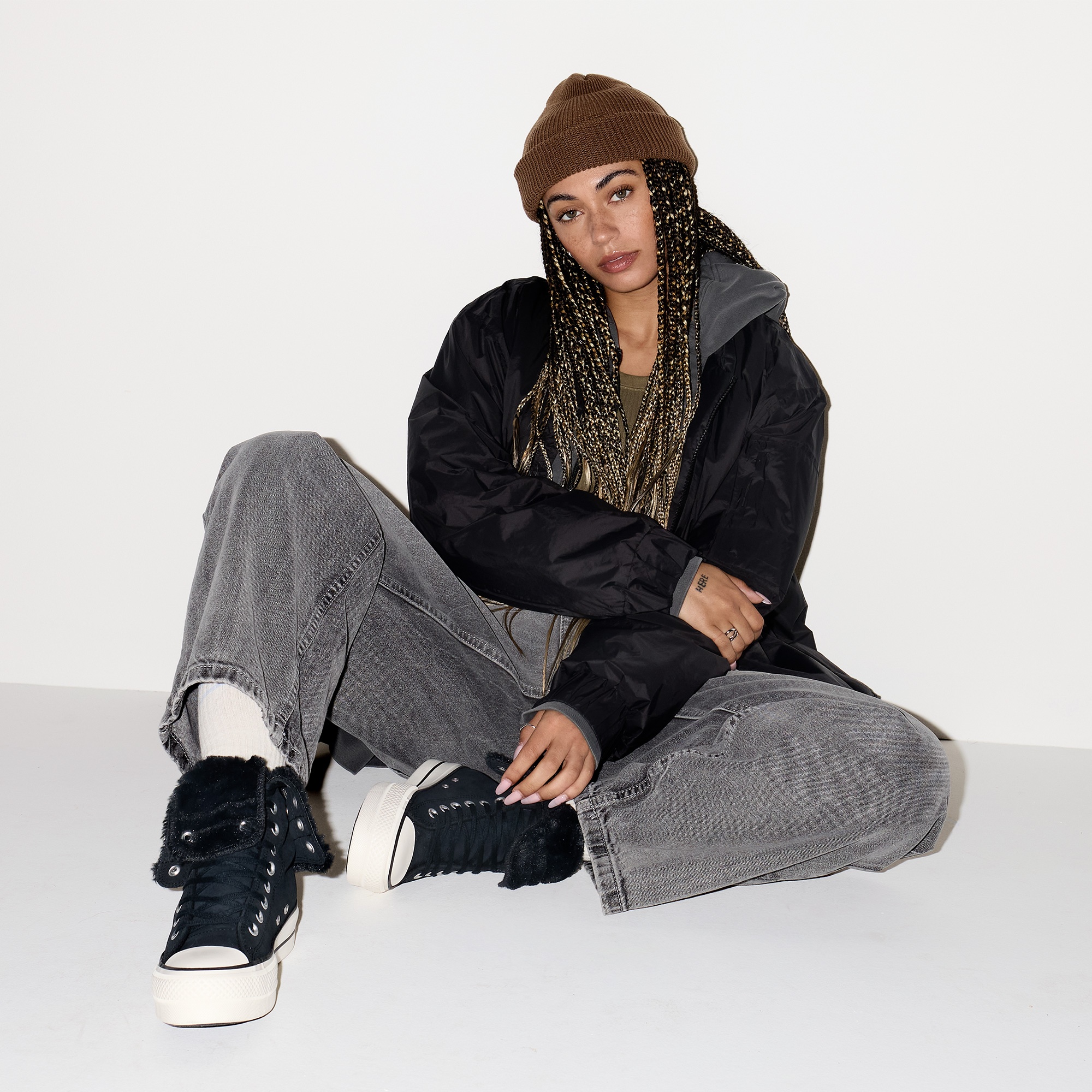 Converse Chuck Taylor All Star Fold Over Lift Kadın Siyah Sneaker