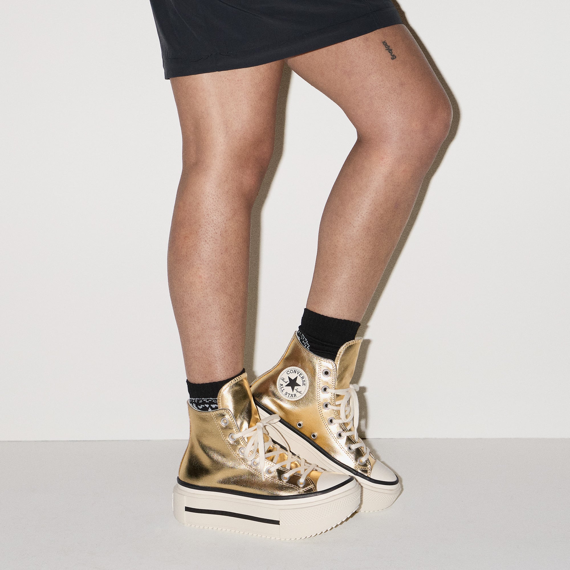 Converse Converse Sarı Chuck Taylor All Star Lift Double Stack Unisex Altın Sneaker | FashFed Sarı - 10. görsel