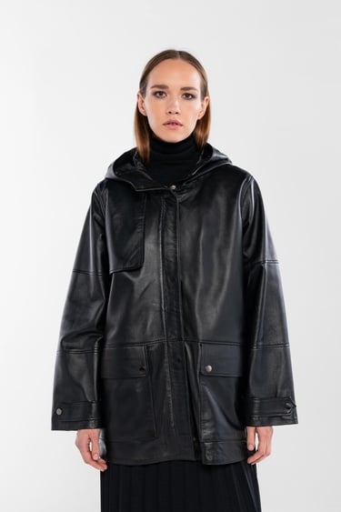  Tamer Tanca Kadın Hakiki Deri Siyah Deri Mont